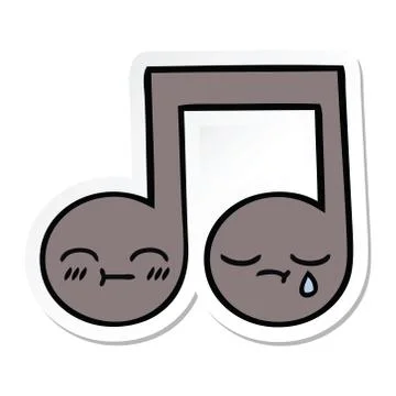 Sticker of a cute cartoon musical note Stock Illustration