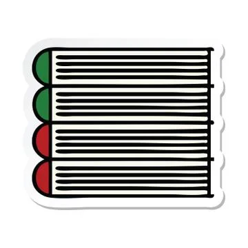 Sticker of a cute cartoon stack of books Stock Illustration