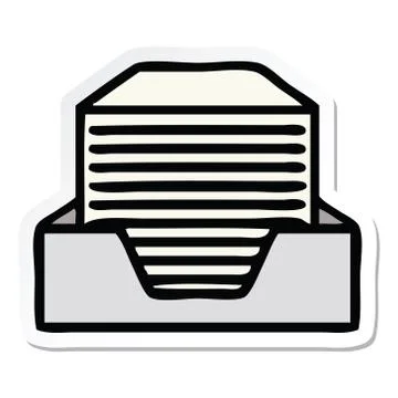 Sticker of a cute cartoon stack of office papers Stock Illustration