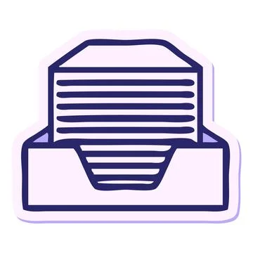 Sticker of a cute cartoon stack of office papers in bright neon color Stock Illustration