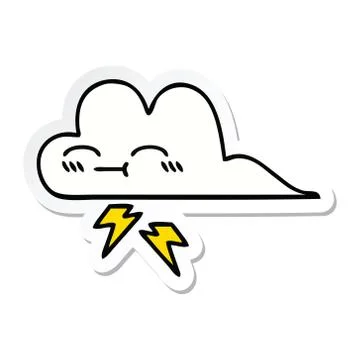 Sticker of a cute cartoon thunder cloud Illustrazione stock
