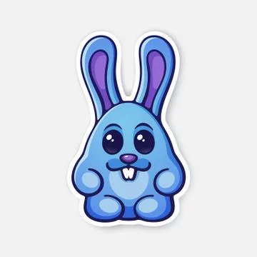 Sticker cute Easter rabbit egg Stock Illustration