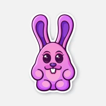 Sticker cute Easter rabbit egg girl Stock Illustration