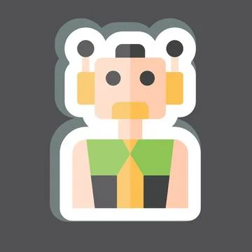 Sticker Cyborg. related to Future Technology symbol. simple design editable.. イラスト素材