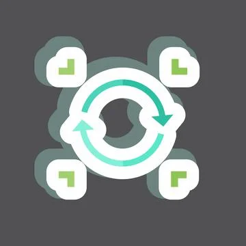 Sticker Data Synchronization. suitable for data analytics symbol. simple desi 스톡 일러스트