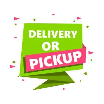 Sticker DELIVERY OR PICKUP, vector illustration Stock Illustration