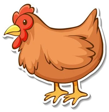 Sticker design with a chicken isolated 스톡 일러스트