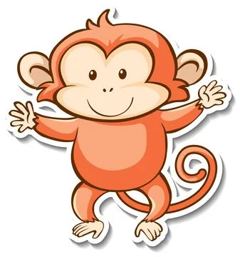 Sticker design with cute monkey isolated Stockillustratie