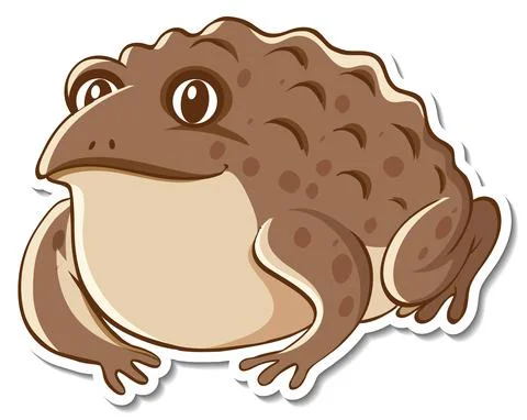 Sticker design with cute toad isolated Stock Illustration