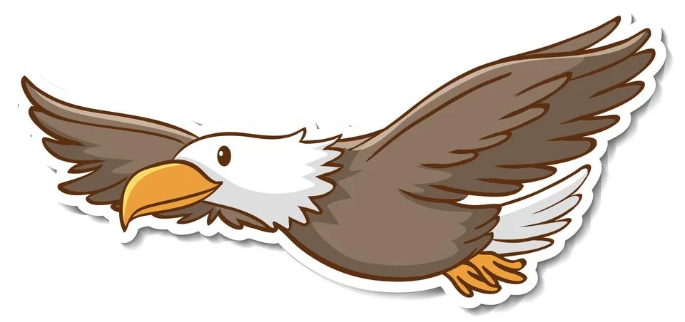 Sticker design with an eagle isolated Stock Illustration