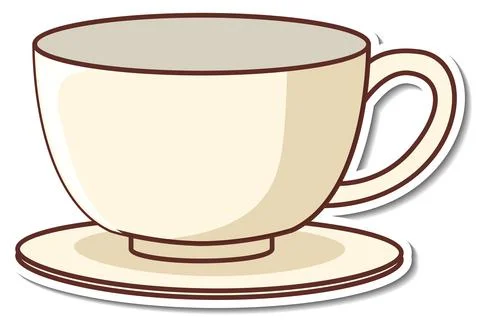 Sticker design with empty tea cup isolated Stock Illustration