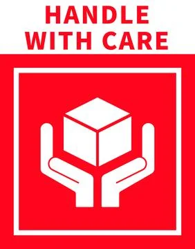 Sticker design of “Handle with care” Stock Illustration