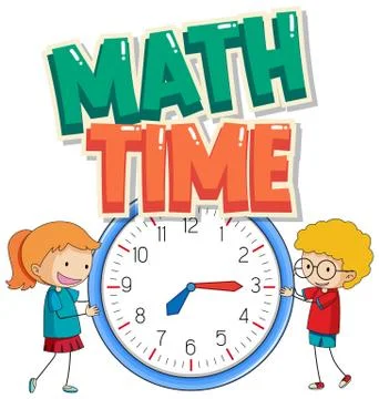 Sticker design for math time with kids and big clock イラスト素材