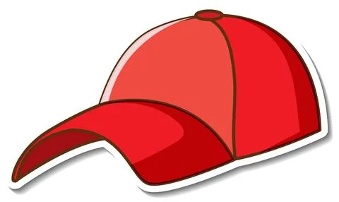 Sticker design with red baseball cap isolated Illustrazione stock