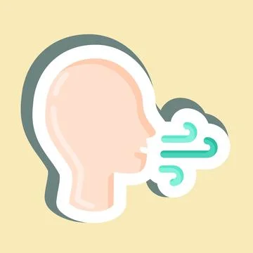 Sticker Difficulty Breathing. suitable for flu symbol. simple design editable イラスト素材