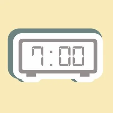 Sticker Digital Clock - Simple illustration,Editable stroke Illustrazione stock