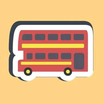 Sticker double decker bus. Transportation elements. Good for prints, poster.. イラスト素材