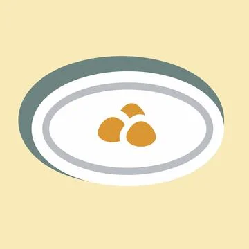 Sticker Dumpling Soup - Simple illustration,Editable stroke Stock Illustration