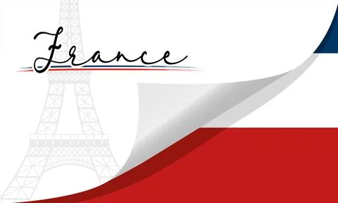 Sticker with the eiffel tower landmark above the french flag Vector 스톡 일러스트