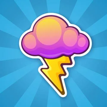 Sticker electric lightning bolt with cloud Stock Illustration