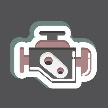 Sticker Engine Warning. suitable for Automotive symbol. simple design editabl Stock Illustration