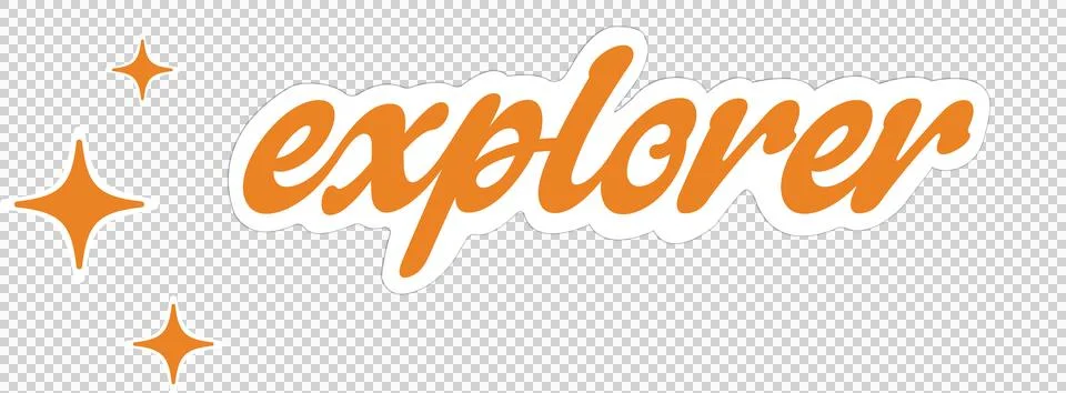 Sticker with Explorer script text is floating on transparent background with 스톡 일러스트