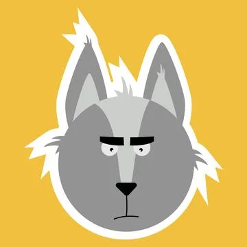 A sticker with the face of a wolf. Wolf. Stock Illustration