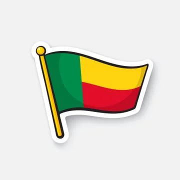 Sticker flag of Benin Stock Illustration