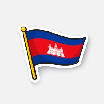 Sticker flag of Cambodia Stock Illustration