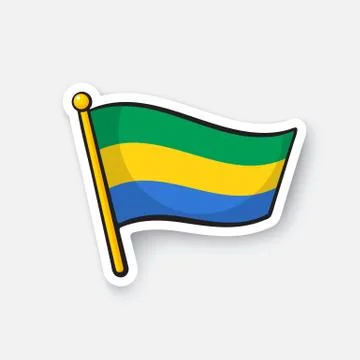 Sticker flag of Gabon Stock Illustration