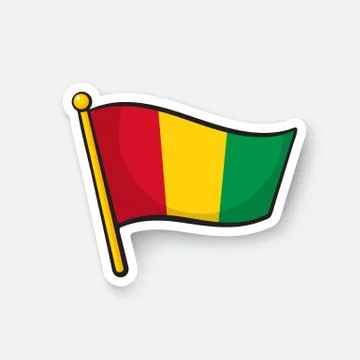 Sticker flag of Guinea Stock Illustration