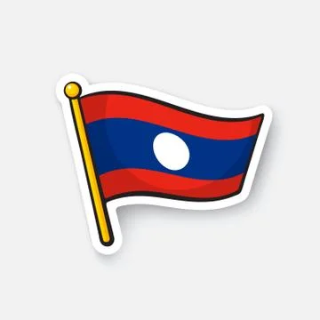 Sticker flag of Laos Stock Illustration