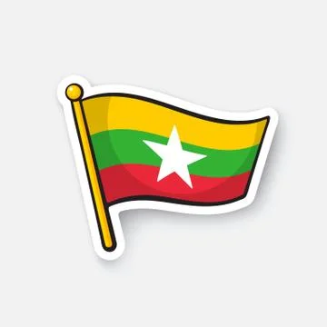 Sticker flag of Myanmar Stock Illustration