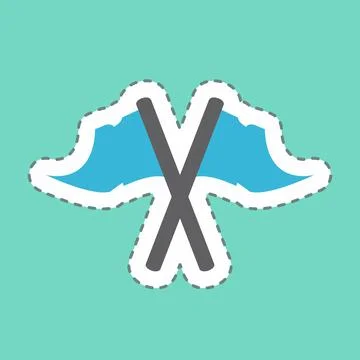 Sticker Flags - Line Cut - Simple illustration,Editable stroke Illustrazione stock