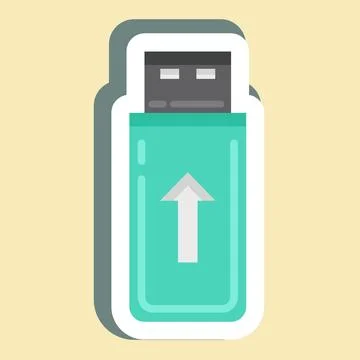 Sticker Flashdisk. suitable for Computer Components symbol. simple design edi Stock Illustration
