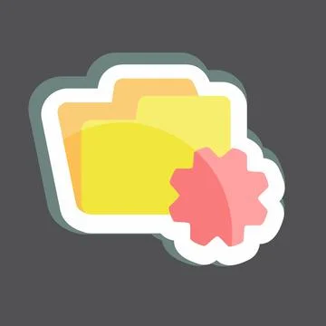 Sticker Folder Settings. suitable for Programming symbol. simple design edita Illustrazione stock