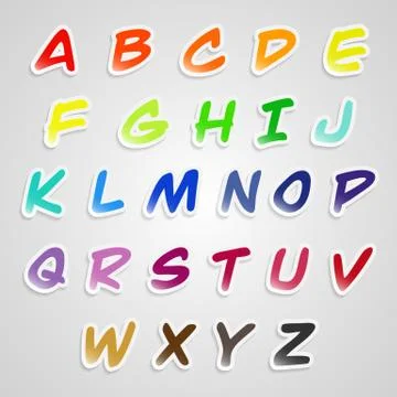 Sticker font set Stock Illustration