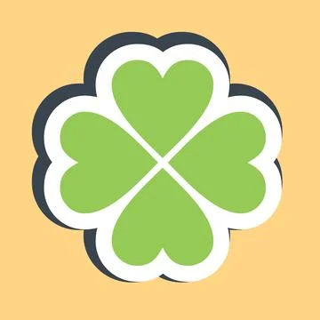 Sticker four leaf clover. St. Patrick's Day celebration elements. Good for .. Illustrazione stock