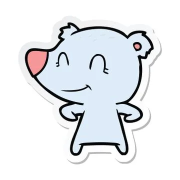 Sticker of a friendly bear cartoon Stock Illustration
