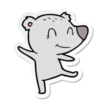 Sticker of a friendly bear dancing Illustrazione stock