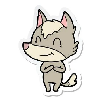 Sticker of a friendly cartoon wolf Stock Illustration