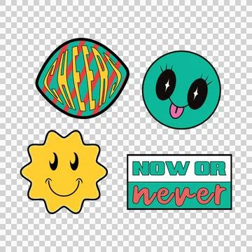 Sticker fun day cute smiley Illustrazione stock