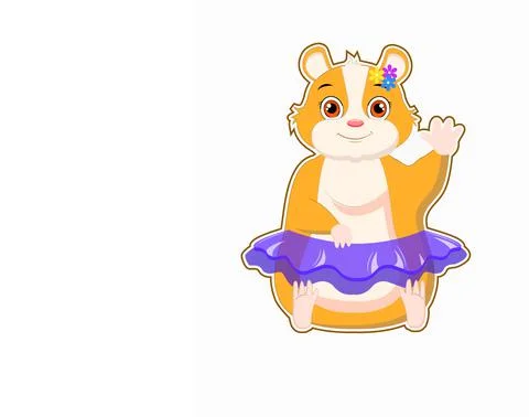  sticker of a funny, cheerful muzzle of a hamster with kawaii emotions Stock Illustration