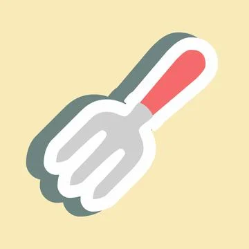 Sticker Garden Fork - Simple illustration,Editable stroke Stock Illustration
