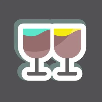 Sticker Goblets. suitable for Wedding symbol. simple design editable. design  Stock Illustration