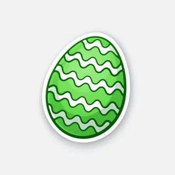 Sticker green Easter egg with zigzag pattern Stock Illustration
