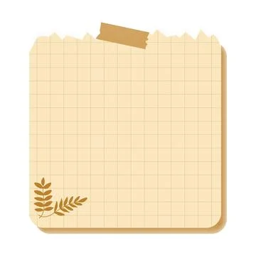 Sticker grid notes cute theme autumn brown leaves Stock Illustration