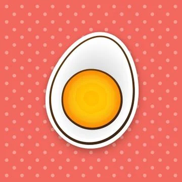 Sticker half boiled egg Stock Illustration
