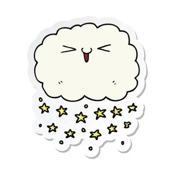 Sticker of a happy cartoon cloud 스톡 일러스트