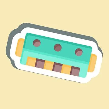 Sticker Harmonica. related to Instruments symbol. design editable Stock Illustration